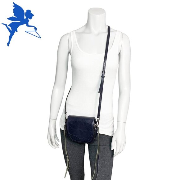 REBECCA MINKOFF Mini Leather Crossbody in Dark Navy Blue - Picture 1 of 9